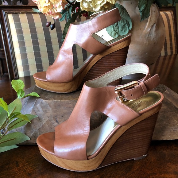 josephine leather peep toe wedges